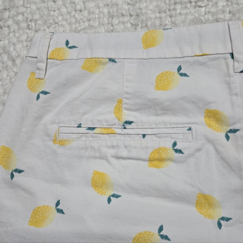 Old Navy Everyday Short Lemon Print Chino Shorts Cotton White Yellow Size 8 NWT - Picture 5 of 13